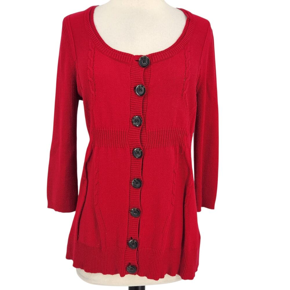 DKNY Jeans Button Front Knit Cardigan Sweater Top Size Large Y2K